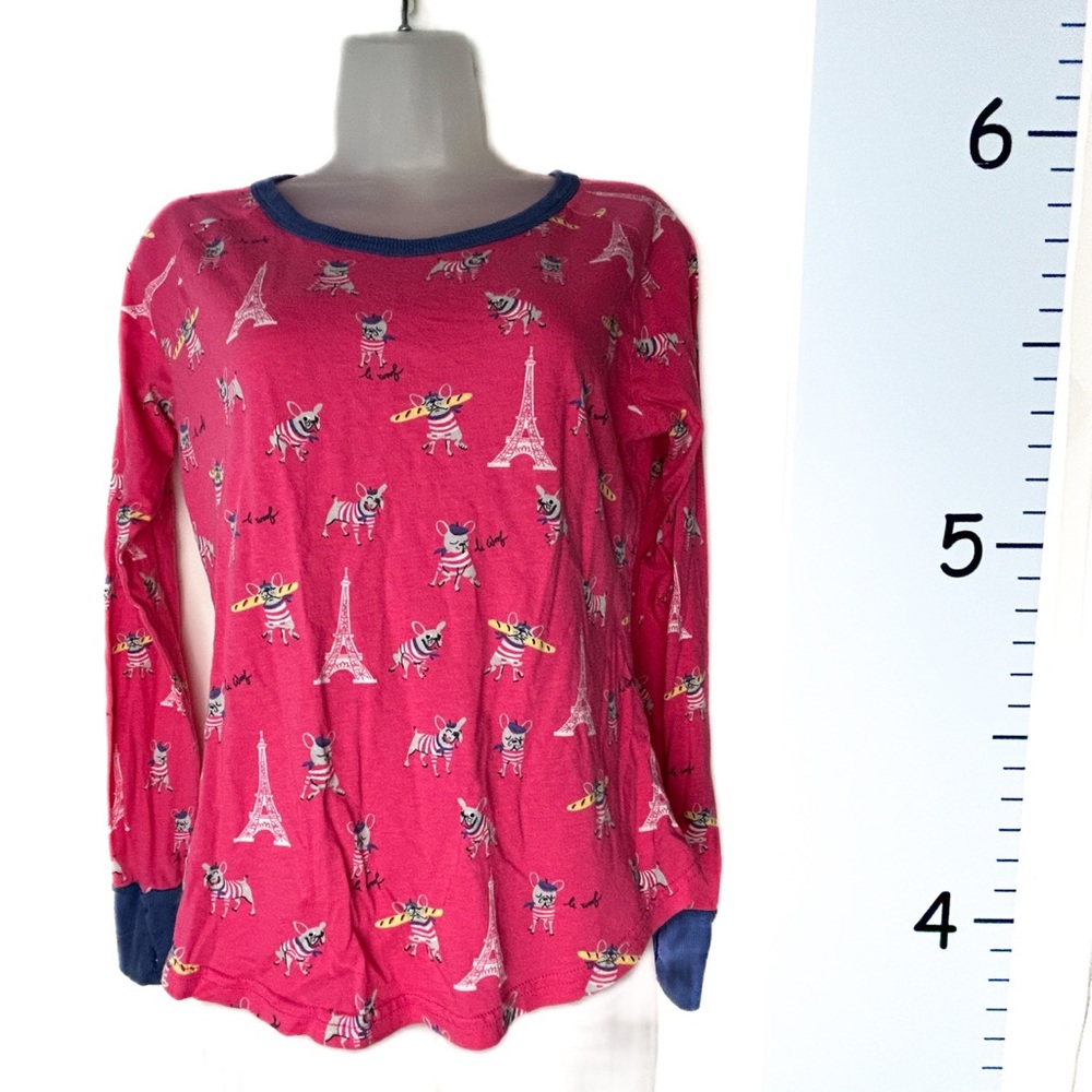 Munki Munki‎ Pink Pugs in Paris Pajama Top Medium.